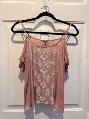 Charlotte Russe Blush Pink Embroidered Cold-Shoulder Cami
